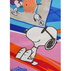 CODELLO Damen Nicki Tuch Snoopy 61T0110‑BLU2 – Seidentuch mit Snoopy Strandmotiv in Blau