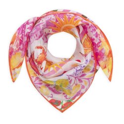 CODELLO Damen Tuch Printed Square Silk Sun – Seidentuch mit Sonnen‑ & Ornament‑Print in Pink