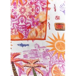 CODELLO Damen Tuch Printed Square Silk Sun – Seidentuch mit Sonnen‑ & Ornament‑Print in Pink