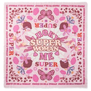 CODELLO Damen Tuch Superwomen Printed Square Cotton 61T0005 – Baumwolltuch mit Statement‑Print