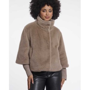 RINO & PELLE Damen Jacke Nesrin 7002611 – Kuschelige Kurzjacke in Faux‑Fur‑Optik in Mocha Latte