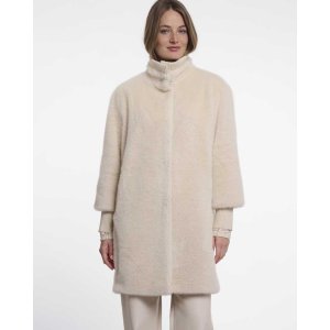 RINO & PELLE Damen Mantel Pilar 7002611 – Eleganter Faux‑Fur Mantel mit Strickdetails in Birch 40