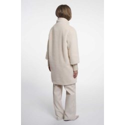 RINO & PELLE Damen Mantel Pilar 7002611 – Eleganter Faux‑Fur Mantel mit Strickdetails in Birch 40