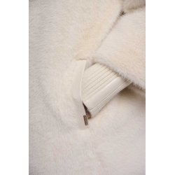 RINO & PELLE Damen Mantel Pilar 7002611 – Eleganter Faux‑Fur Mantel mit Strickdetails in Birch 40