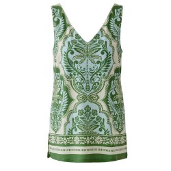 MISS LAGOTTE Damen Top V‑Neck Green Blue 97069‑0645...