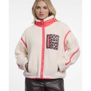 RINO & PELLE Damen Jacke Sinai 7002611 – Teddyjacke mit Reißverschluss & Leo‑Details 36