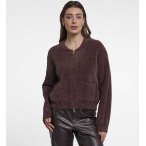 RINO & PELLE Damen Strickjacke Bento 5002612 – Kurzer Cardigan mit Reißverschluss in Coffee Roast