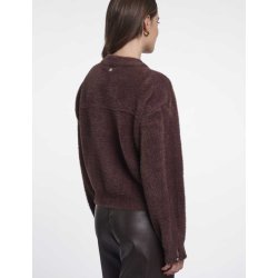RINO & PELLE Damen Strickjacke Bento 5002612 – Kurzer Cardigan mit Reißverschluss in Coffee Roast