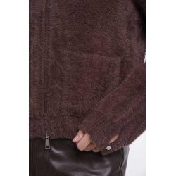 RINO & PELLE Damen Strickjacke Bento 5002612 – Kurzer Cardigan mit Reißverschluss in Coffee Roast