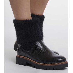RINO & PELLE Damen Chelsea Boot Caleb 7502611 – Boot mit Strickschaft in Black Snake