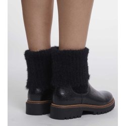 RINO & PELLE Damen Chelsea Boot Caleb 7502611 – Boot mit Strickschaft in Black Snake