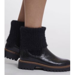 RINO & PELLE Damen Chelsea Boot Caleb 7502611 – Boot mit Strickschaft in Black Snake