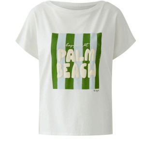 MISS LAGOTTE T‑Shirt Damen 97035‑0106 – Trendiges Palm‑Beach Printshirt in Weiß/Grün 34