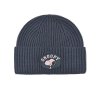 CODELLO Damen Strickmütze – Snoopy-Patch Beanie in Blau