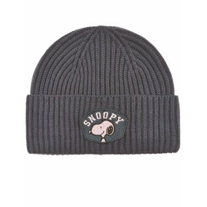 CODELLO Damen Mütze 62K0021-GRY3 – Strickmütze in Grau mit Snoopy-Patch
