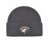 CODELLO Damen Mütze 62K0021-GRY3 – Strickmütze in Grau mit Snoopy-Patch