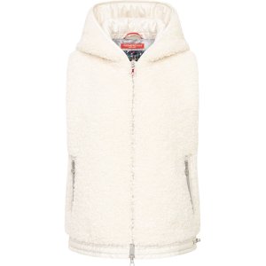 FRIEDA & FREDDIES Damen Fake Fur Weste 266508 – Teddyweste mit Kapuze in Off-White