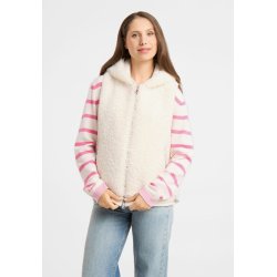 FRIEDA & FREDDIES Damen Fake Fur Weste 266508 – Teddyweste mit Kapuze in Off-White