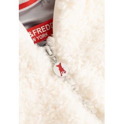 FRIEDA & FREDDIES Damen Fake Fur Weste 266508 – Teddyweste mit Kapuze in Off-White