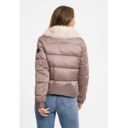FRIEDA & FREDDIES Damen Steppjacke 266759– Teddyfront mit hellem Fake-Fur Kragen in Café au Lait