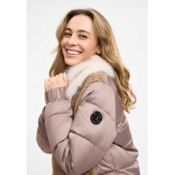 FRIEDA & FREDDIES Damen Steppjacke 266759– Teddyfront mit hellem Fake-Fur Kragen in Café au Lait