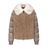 FRIEDA & FREDDIES Damen Steppjacke 266759– Teddyfront mit hellem Fake-Fur Kragen in Café au Lait