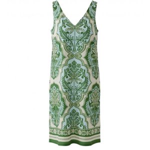 MISS LAGOTTE Damen Kleid 97010 – Sommerkleid mit Allover-Muster in Blau/Grün