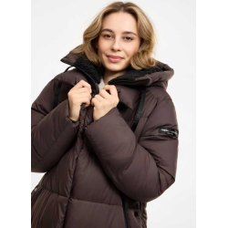 FRIEDA & FREDDIES Damen Thermolite Mantel – Steppmantel in Cocolat mit hohem Stehkragen