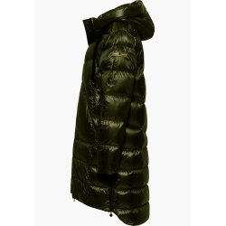 FRIEDA & FREDDIES Damen Daunenmantel – Steppmantel in Schwarz/Olive mit seitlichen Reißverschlüssen