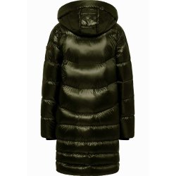 FRIEDA & FREDDIES Damen Daunenmantel – Steppmantel in Schwarz/Olive mit seitlichen Reißverschlüssen