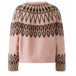MISS LAGOTTE Damen Pullover 100729 – Strickpullover mit Muster in Rosa & Bordeaux