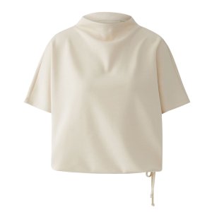 MISS LAGOTTE Damen T‑Shirt 95228 – Shirt mit Tunnelzug am Bund in Beige