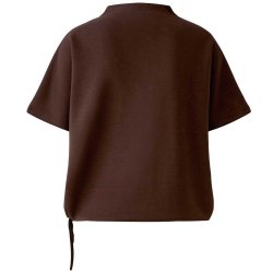 MISS LAGOTTE Damen T‑Shirt 95228 – Hochgeschlossenes Shirt mit Tunnelzug am Bund in Schwarz