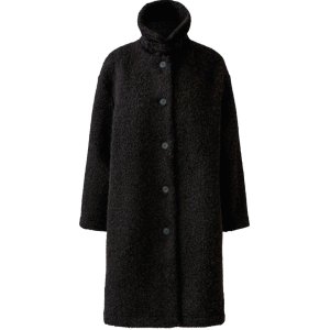 MISS LAGOTTE Damen Mantel 99637 – Wollmantel mit Kragen und Knopfleiste in Schwarz
