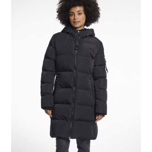RINO & PELLE Damen Steppmantel Jade 7002613 – Langer Padded Coat mit Kapuze in Black