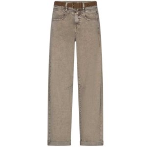 RED BUTTON Damen Hose SRB5156 Korine – Washed Twill Hose mit Gürtel in Truffle