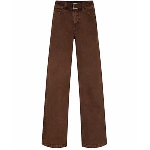 RED BUTTON Damen Hose SRB5080 Colette – Washed Twill Hose mit Gürtel in Coffee