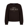 RED BUTTON Damen Sweater SRB5129 Terry – Sweatshirt mit Chestprint in Espresso