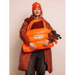 SENSES The Label Damen Jacke SE2609‑2931‑22 – Langer Blouson‑Mantel in Dark Caramel