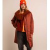 SENSES The Label Damen Jacke SE2609‑2931‑22 – Langer Blouson‑Mantel in Dark Caramel