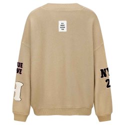 YIPPIE & HIPPIE Damen Sweatshirt W52‑522 – Oversize Sweater mit Statement‑Details in Taupe/Beige