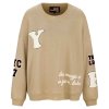 YIPPIE & HIPPIE Damen Sweatshirt W52‑522 – Oversize Sweater mit Statement‑Details in Taupe/Beige