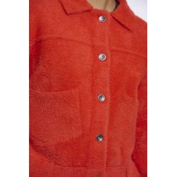 RINO & PELLE Damen Jacke Bubbly 5002611 – Weiche Teddyjacke mit Knopfleiste in Red