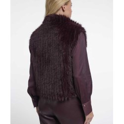 RINO & PELLE Damen Weste Dava 7002611 – Faux‑Fur Waistcoat mit Verschluss in Chocolate Bean