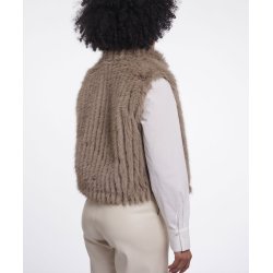 RINO & PELLE Damen Weste Dava 7002611 – Faux‑Fur Waistcoat mit Verschluss in Mocha Latte