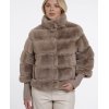 RINO & PELLE Damen Jacke Feline 7002611 – Weiche Faux‑Fur Jacke mit Strickbündchen in Mocha Latte