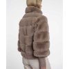RINO & PELLE Damen Jacke Feline 7002611 – Weiche Faux‑Fur Jacke mit Strickbündchen in Mocha Latte