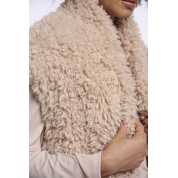 RINO & PELLE Damen Weste Freya 7002611 – Curly Faux‑Fur Weste in Oat