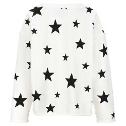 YIPPIE & HIPPIE Damen Sweatshirt W52‑501 – Sweater mit Sternprint & Logo in Off‑White
