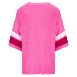 YIPPIE & HIPPIE Damen Pullover W52‑415 – Fluffy Sweater mit „22“ Print in Pink